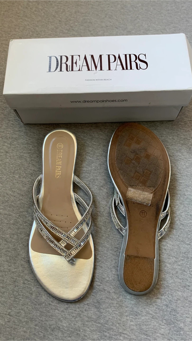 Silver Jeweled Sandals - Size 11