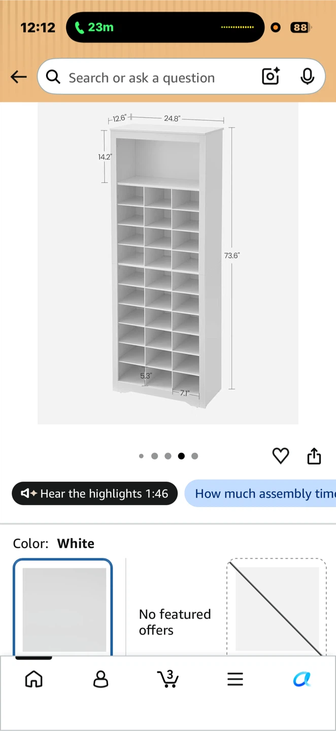 Tall White Shoe Storage Cabinet