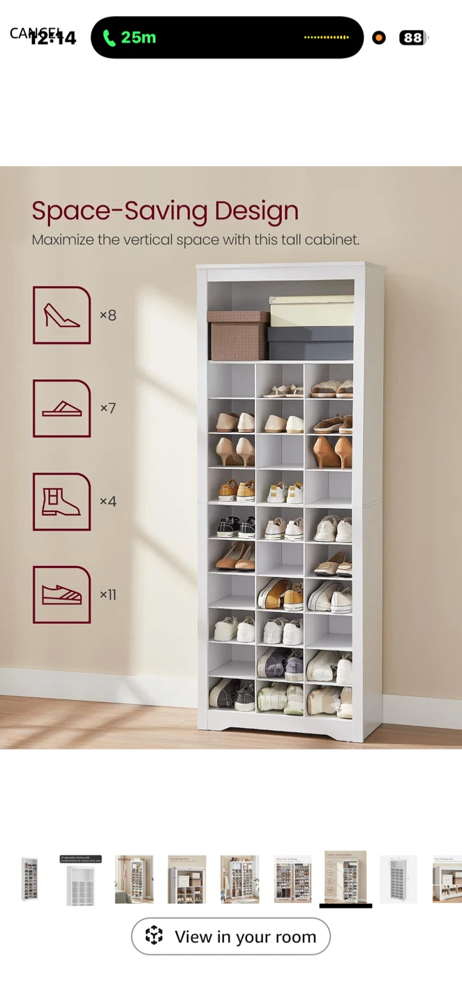 Tall White Shoe Storage Cabinet - photo 3