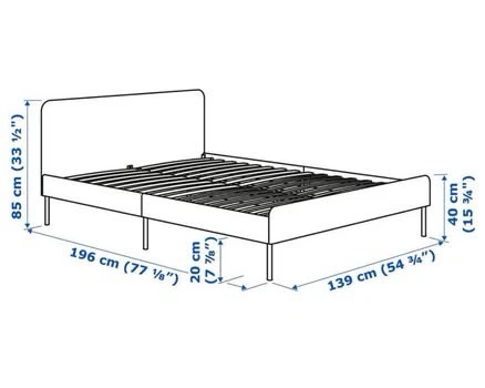 IKEA SLATTUM queen bed frame and VADSO mattess - photo 3