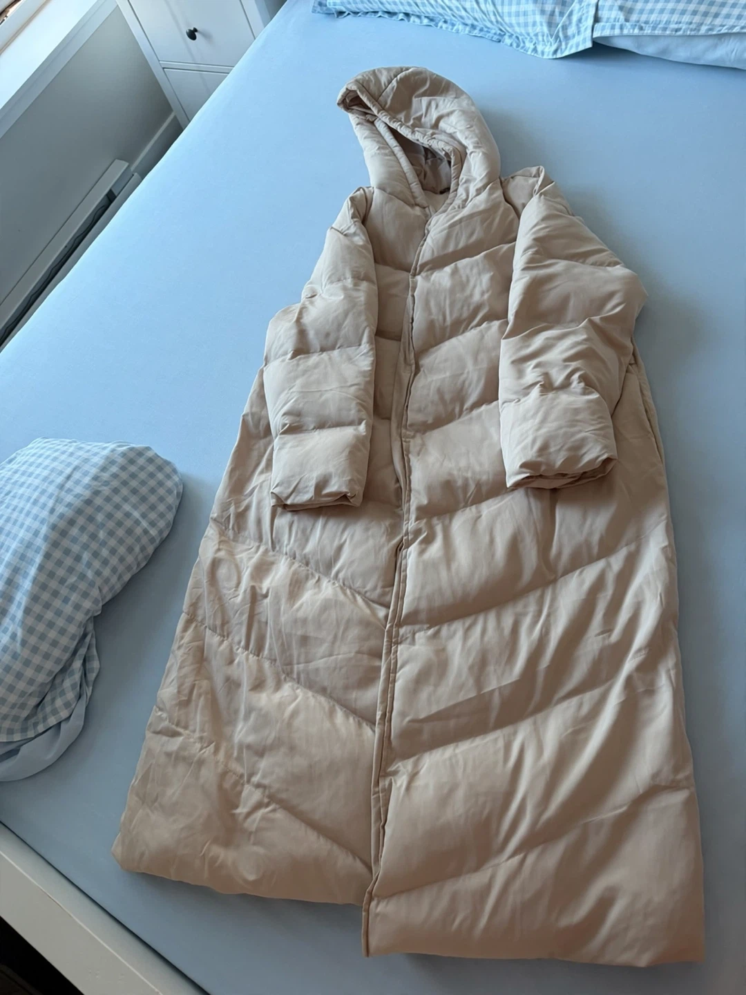 Beige Long Puffer Coat