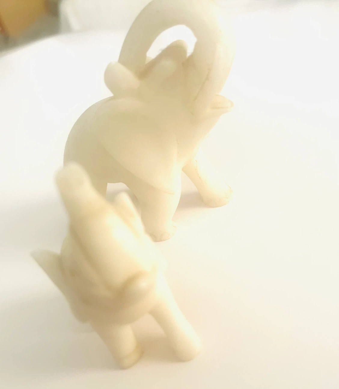Alabaster Stone Elephant Figurines (2)