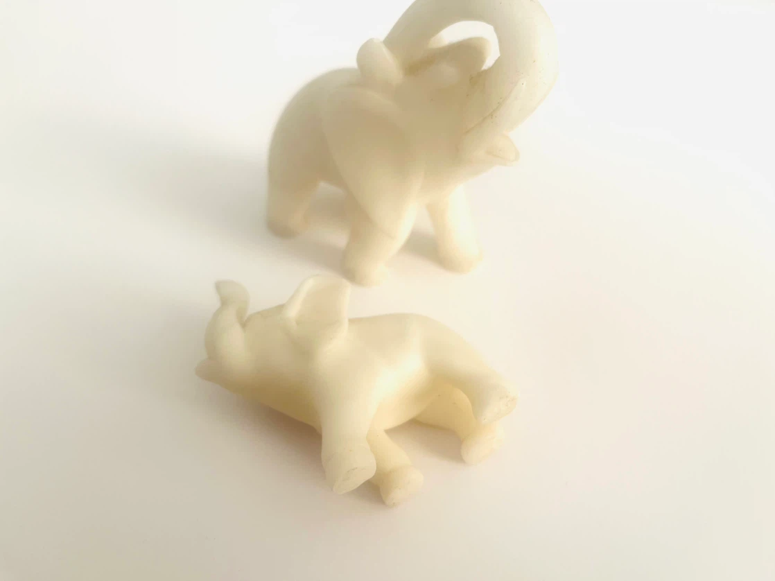 Alabaster Stone Elephant Figurines (2) - photo 2