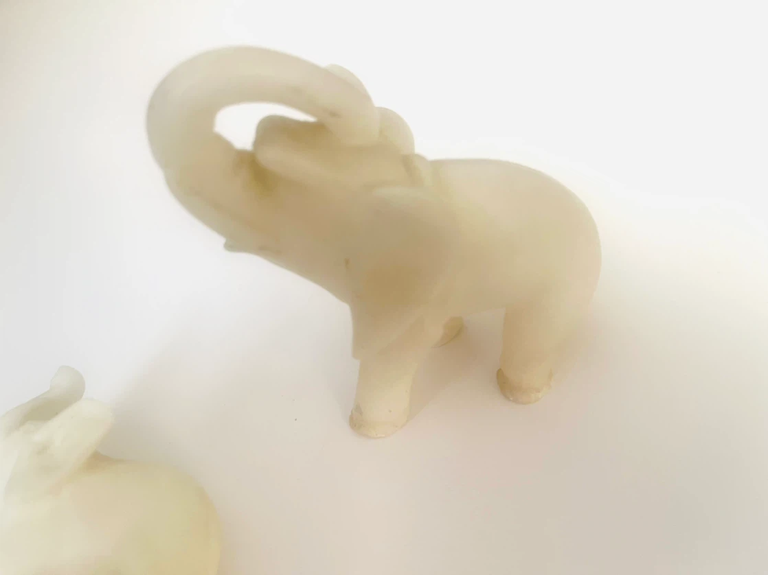 Alabaster Stone Elephant Figurines (2) - photo 3