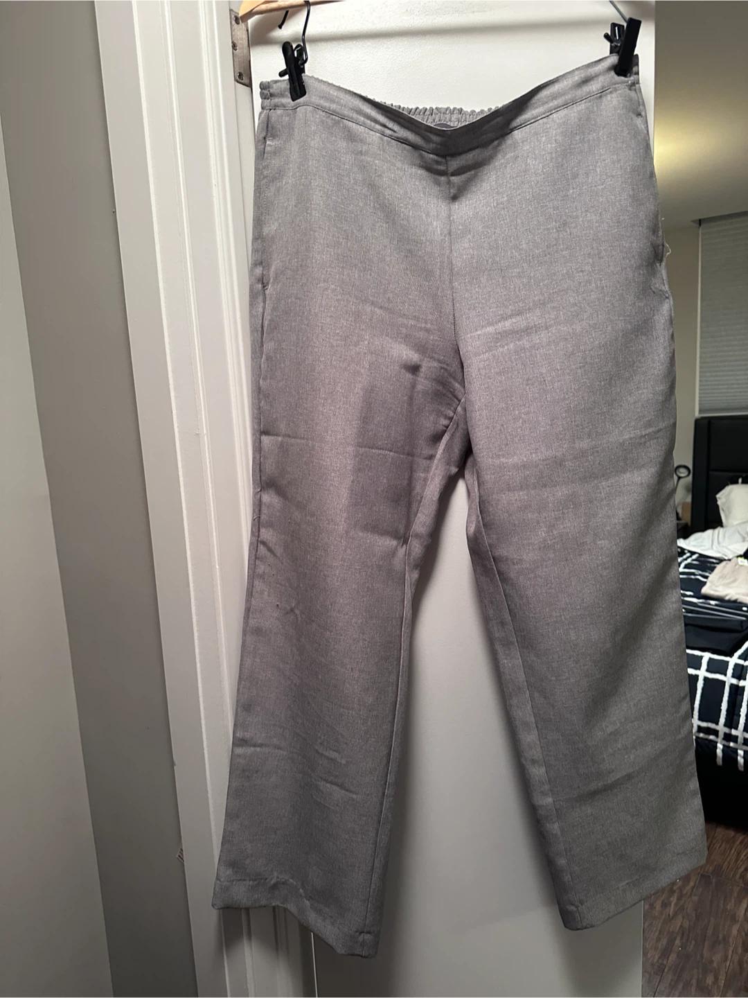 Grey Petite Elastic Waist Pants