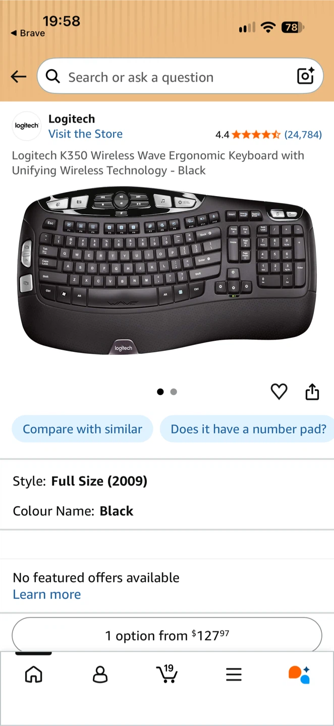 Logitech K350 Wireless Wave Ergonomic Keyboard - photo 3