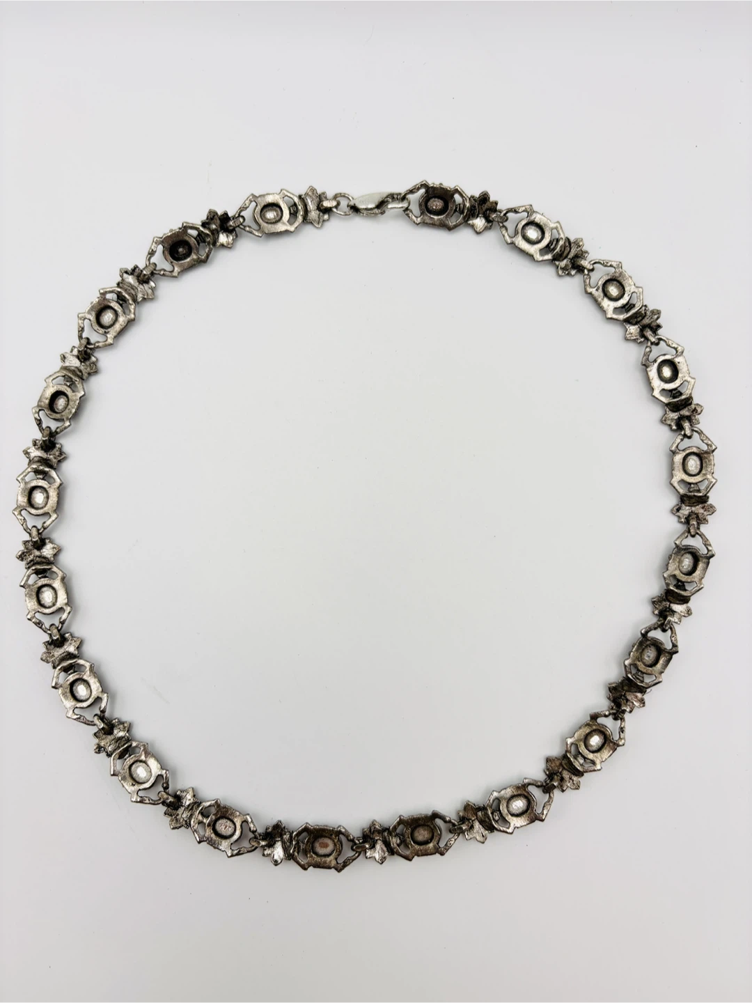 Vintage style silver tone black cabochon necklace - photo 3