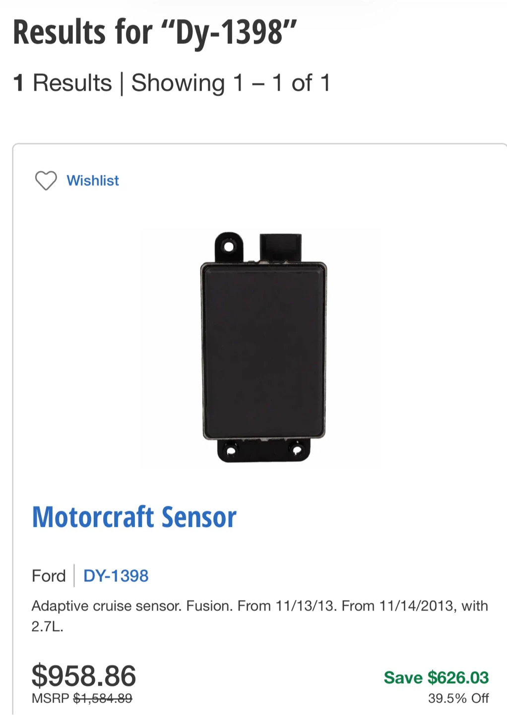 Motorcraft Adaptive Cruise Sensor DY-1398 - photo 2