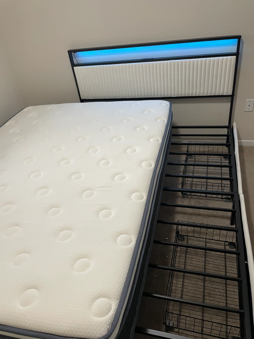 Queen bed frame with mattress