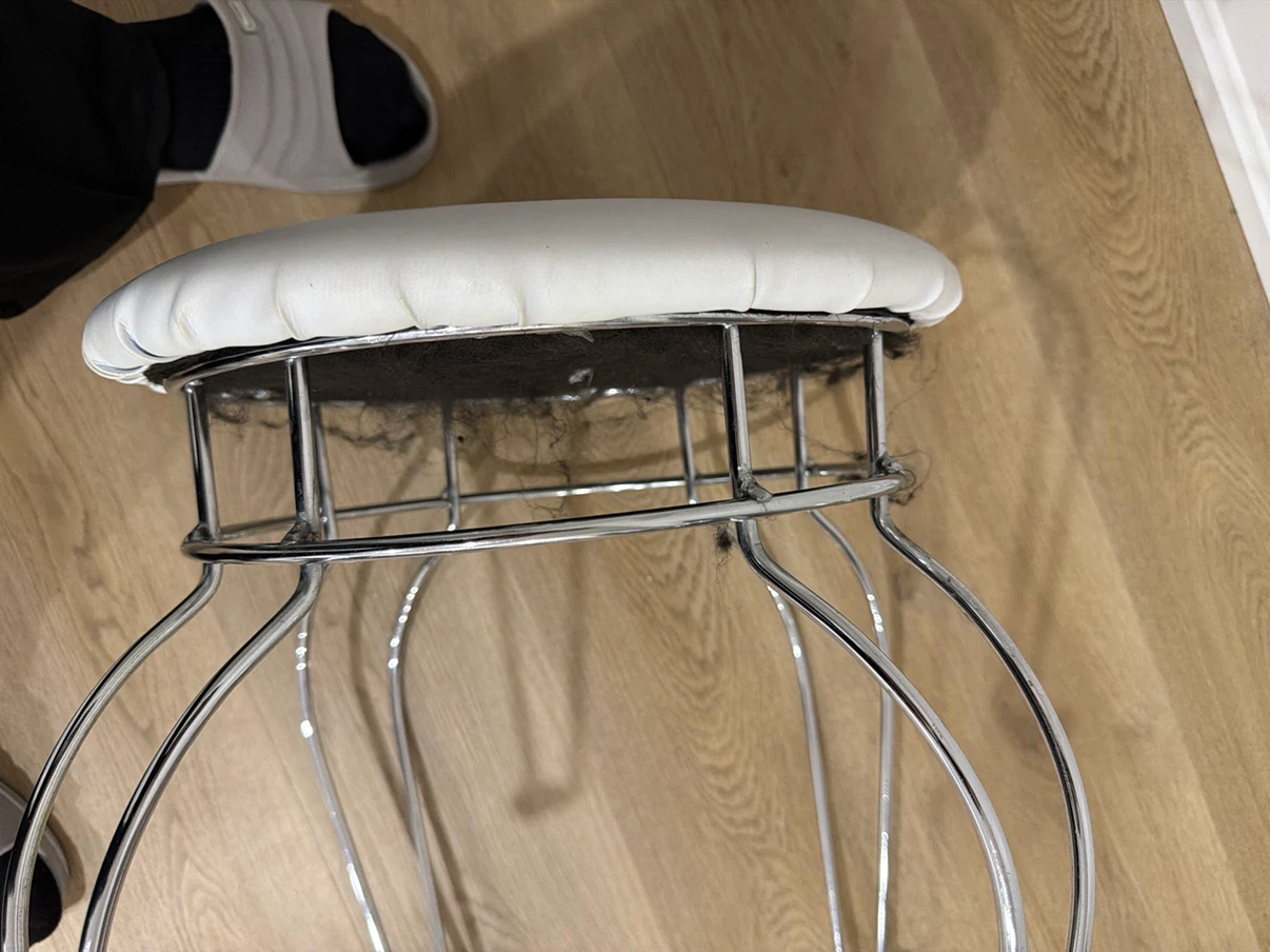 White Vanity Stool with Chrome Legs - photo 2