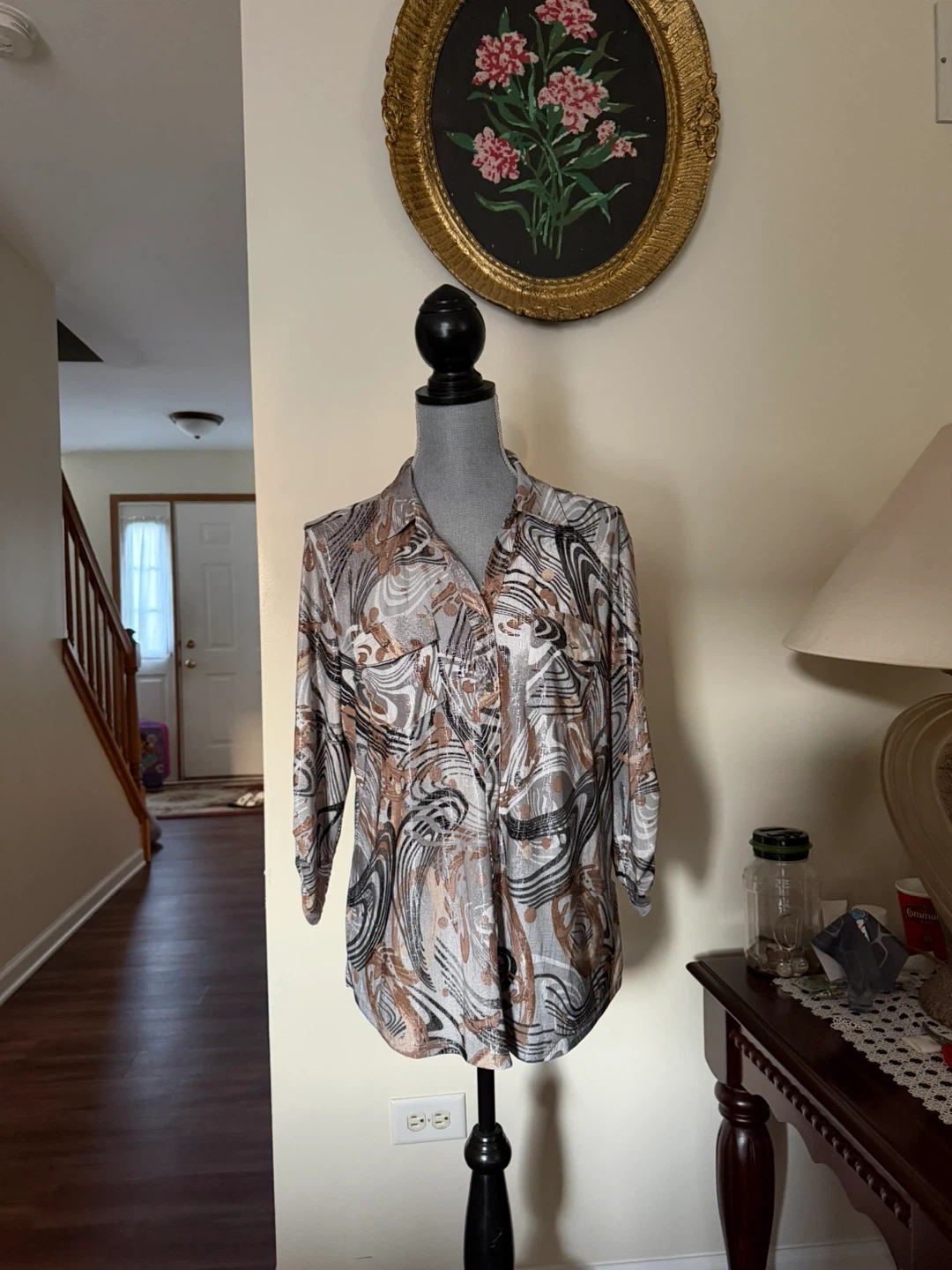 Emely Daniels Abstract Print Button-Down Shirt