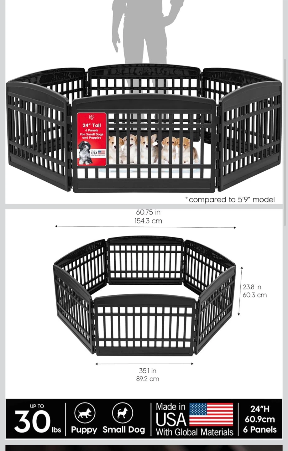IRIS USA 6-Panel Dog Playpen