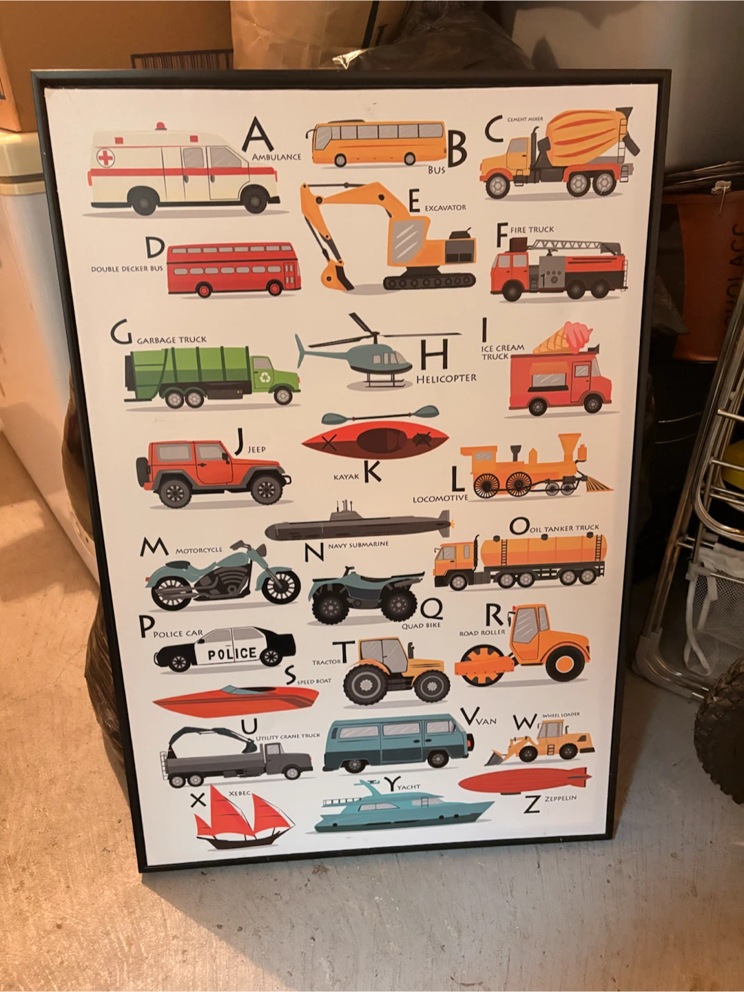 Alphabet of Transportation Framed Wall Art