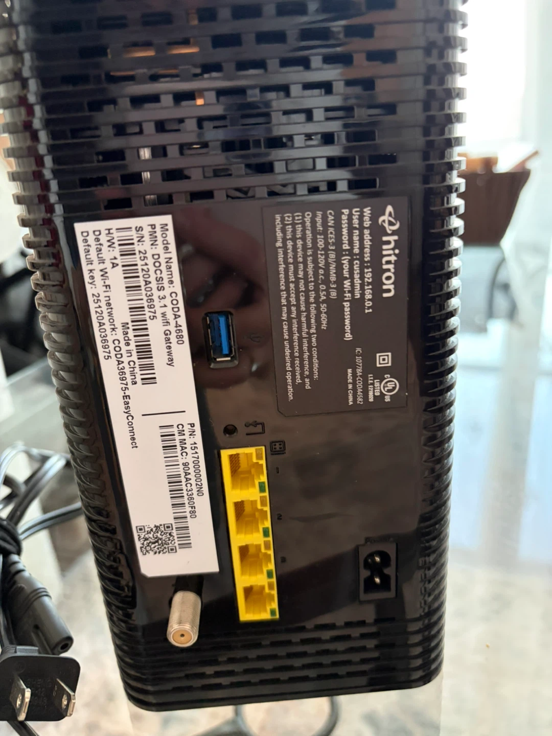 Hitron CODA-4680 DOCSIS 3.1 Wi-Fi Gateway - photo 2