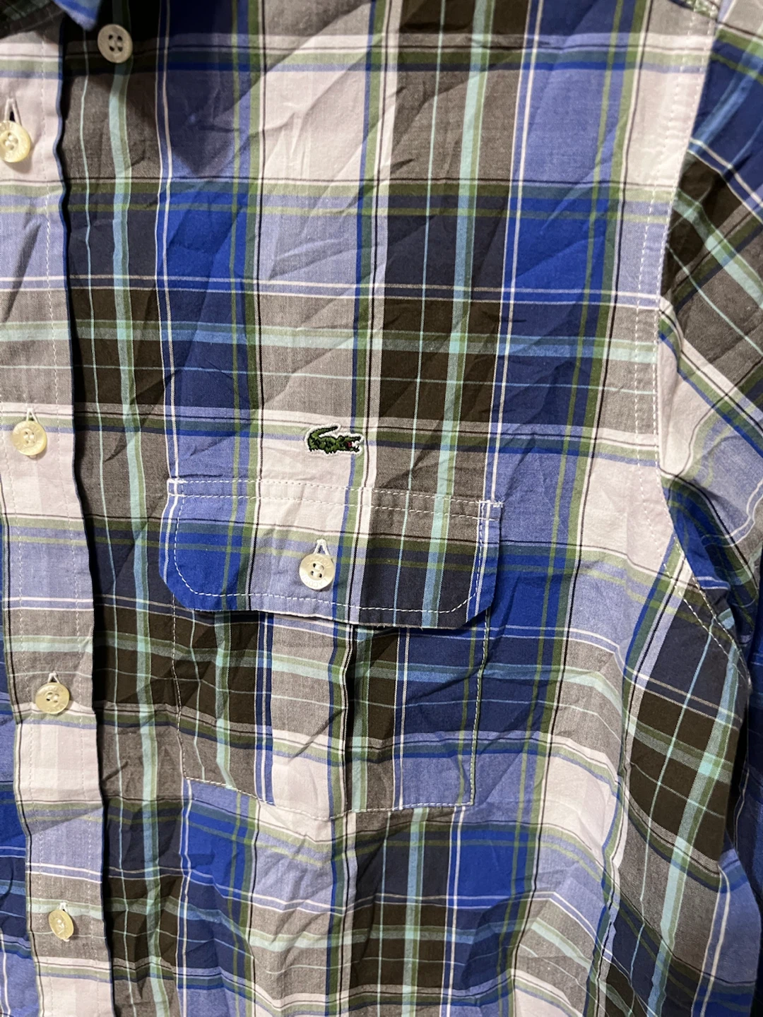 Lacoste Boys Plaid Long Sleeve Button-Up Shirt – Size 14 - photo 3