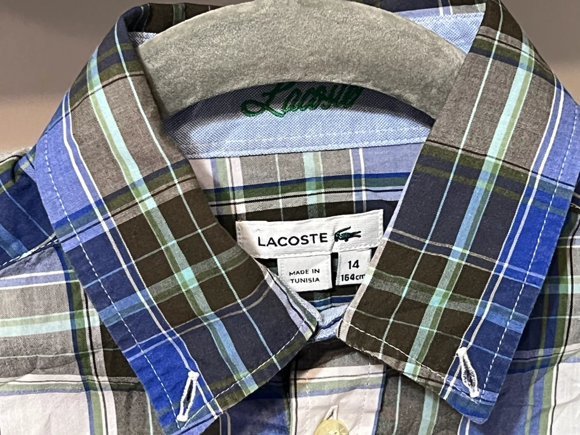 Lacoste Boys Plaid Long Sleeve Button-Up Shirt – Size 14 - photo 4