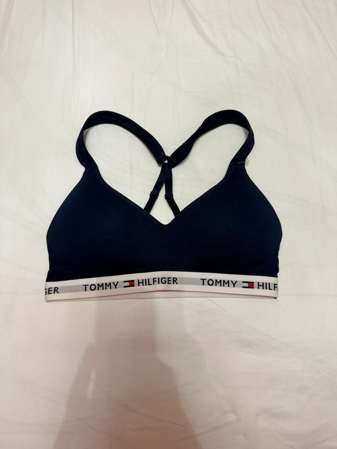 Tommy Hilfiger Navy Wireless Bralette with Logo Elastic Band