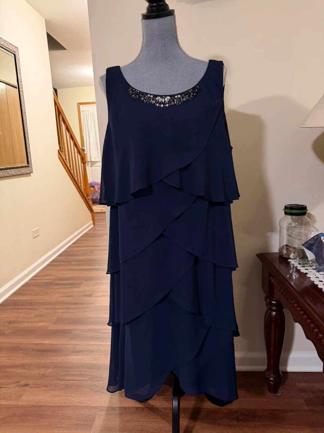 S.L. Fashions Navy Tiered Dress Size 20W
