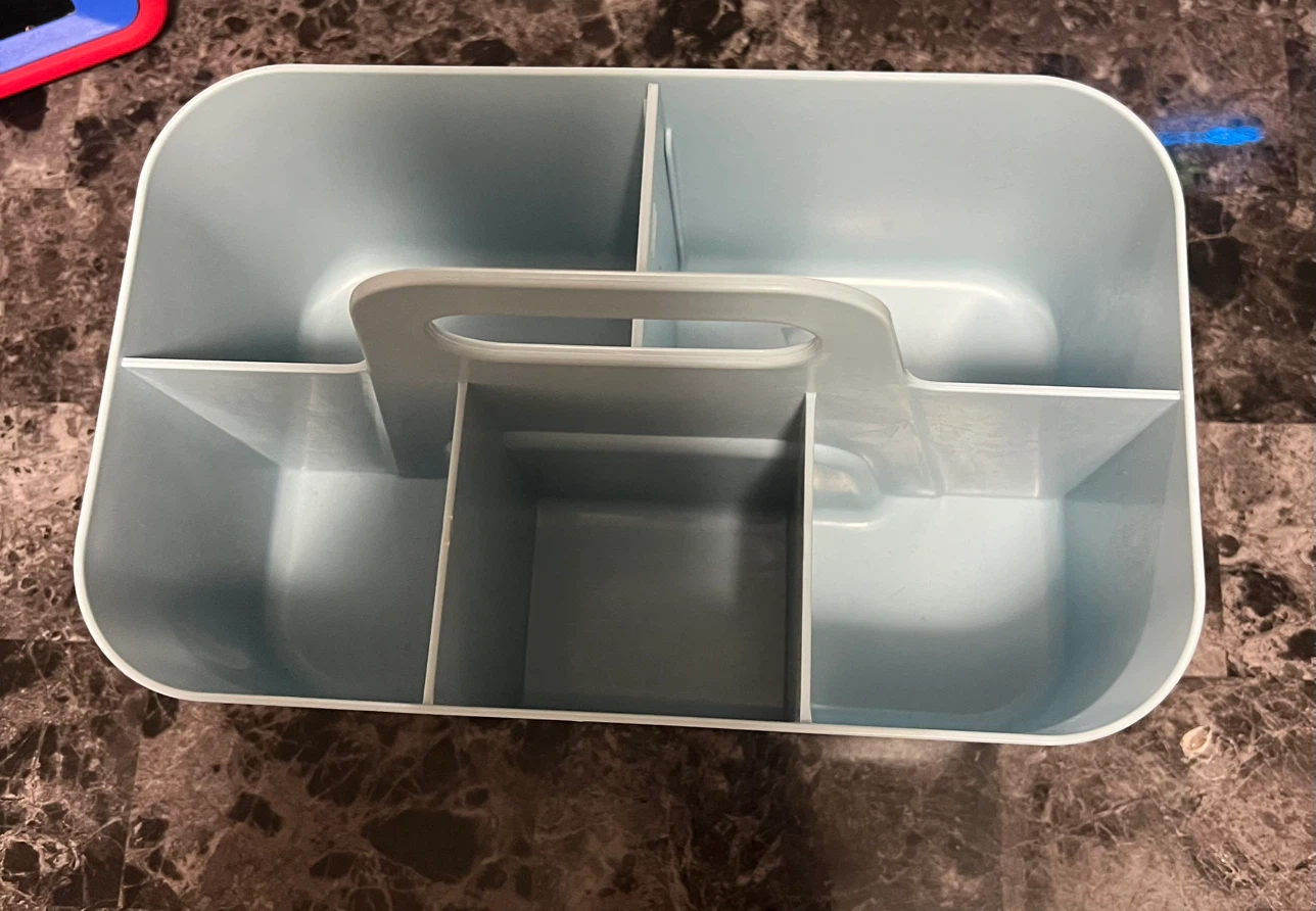 Light blue plastic storage caddy with handle - photo 2