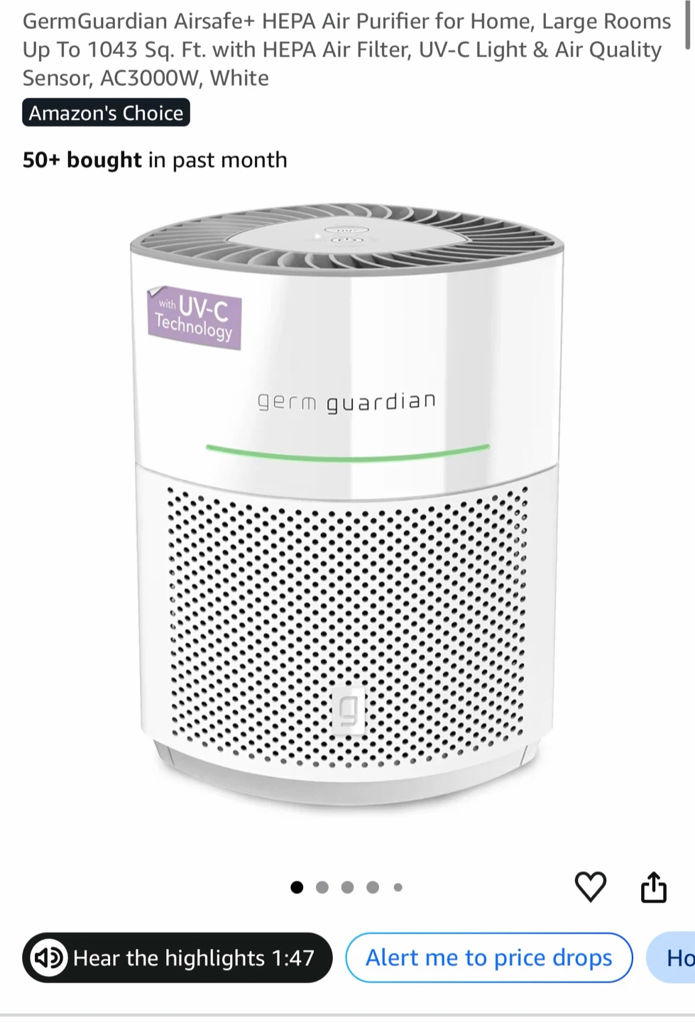GermGuardian Airsafe Intelligent Air Purifier