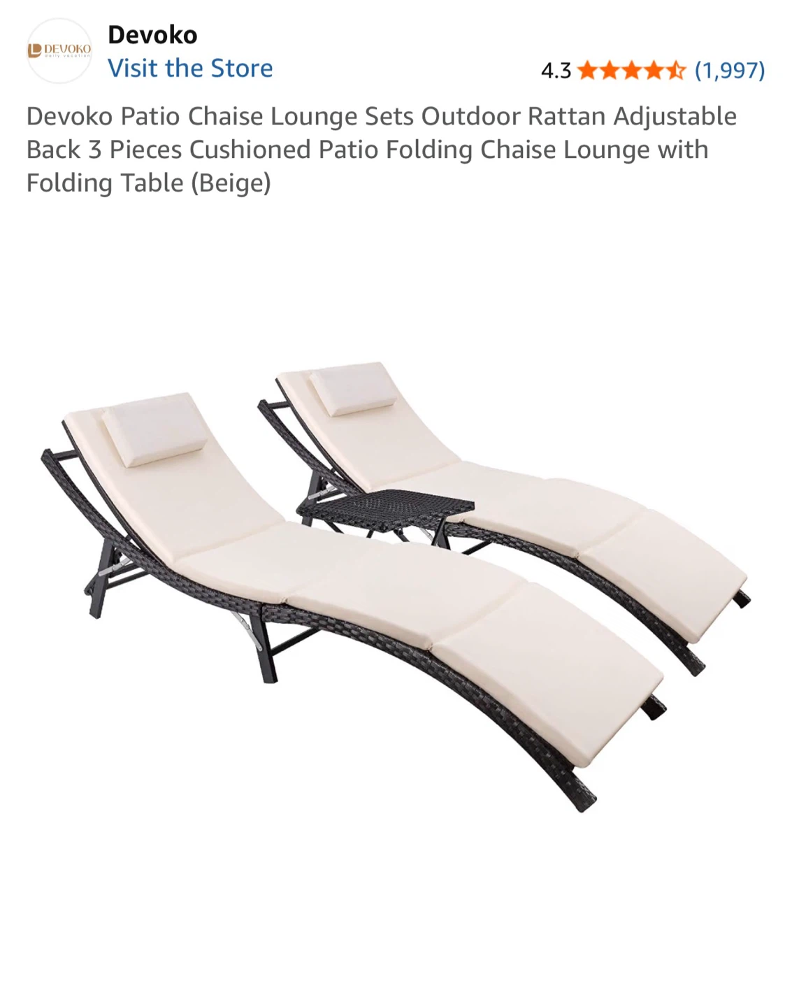Chaise Lounge Chairs and Table Set