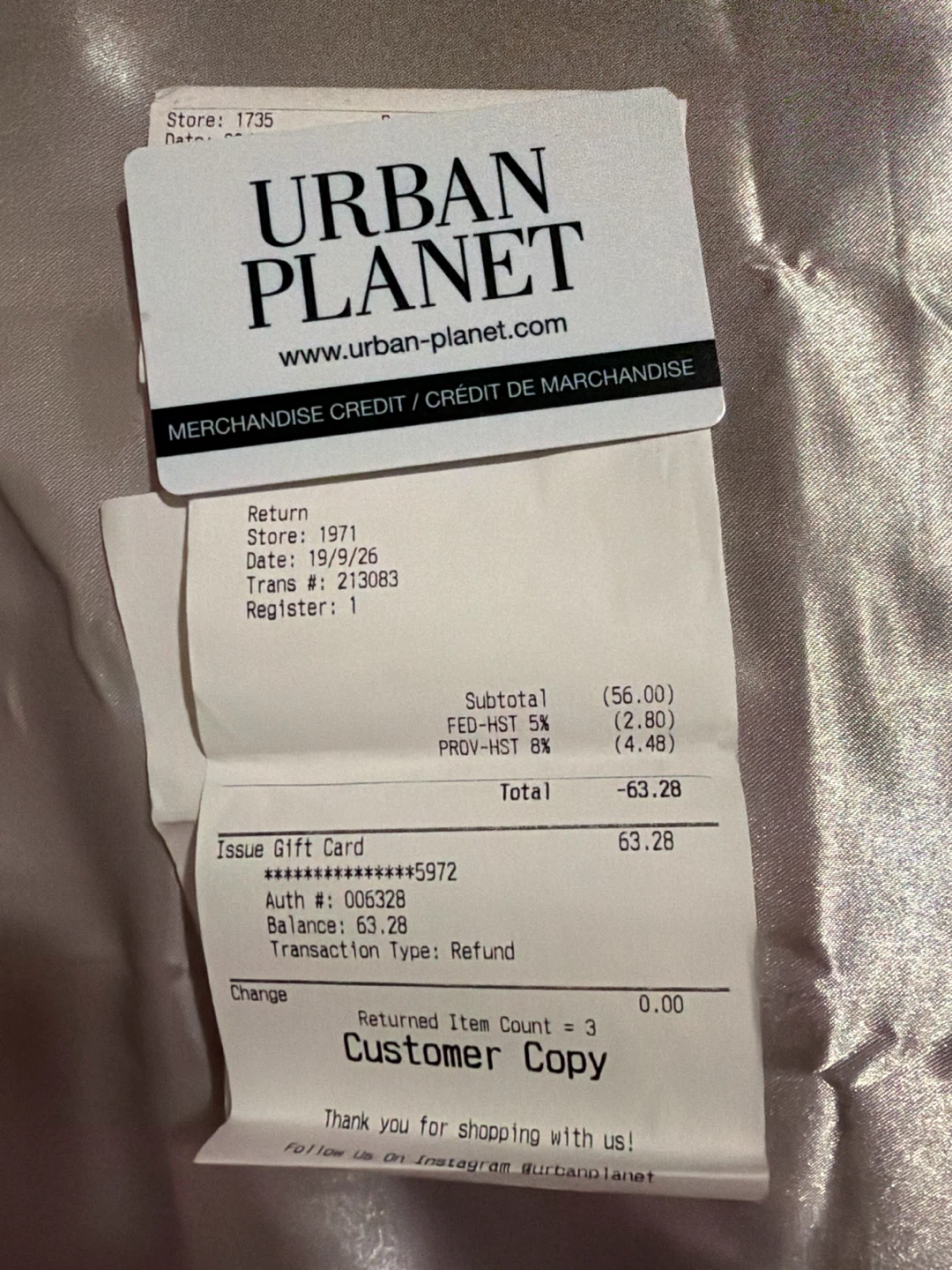 Urban Planet Merchandise Credit