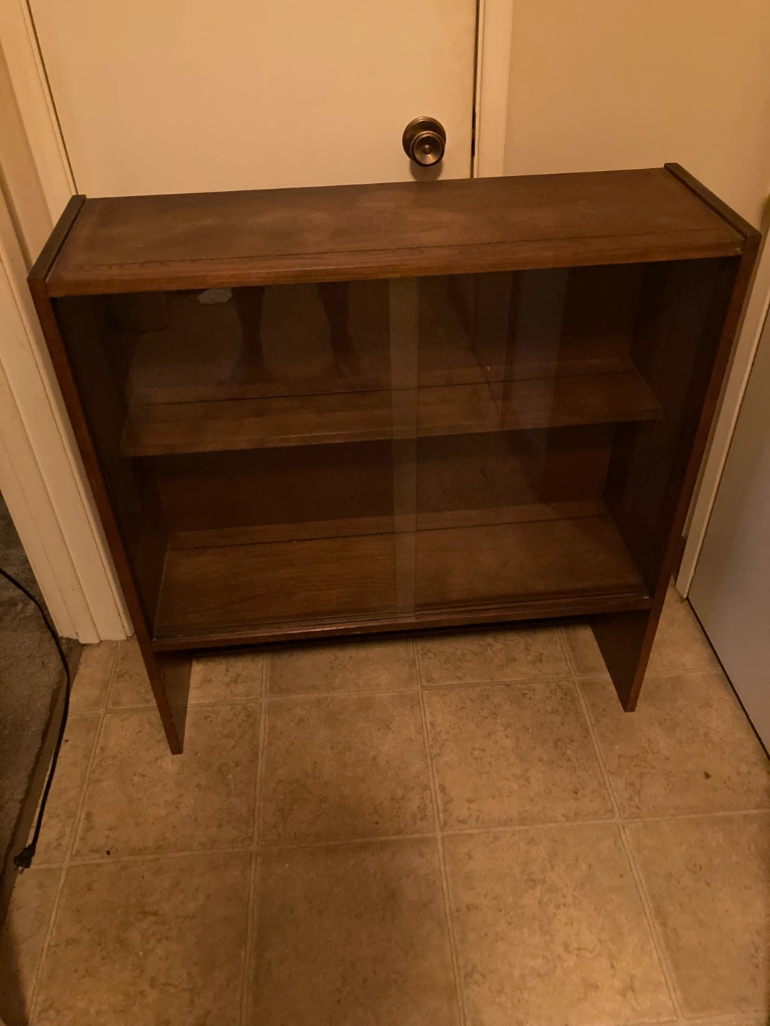 Vintage Wooden Bookcase with Sliding Glass Doors - photo 2