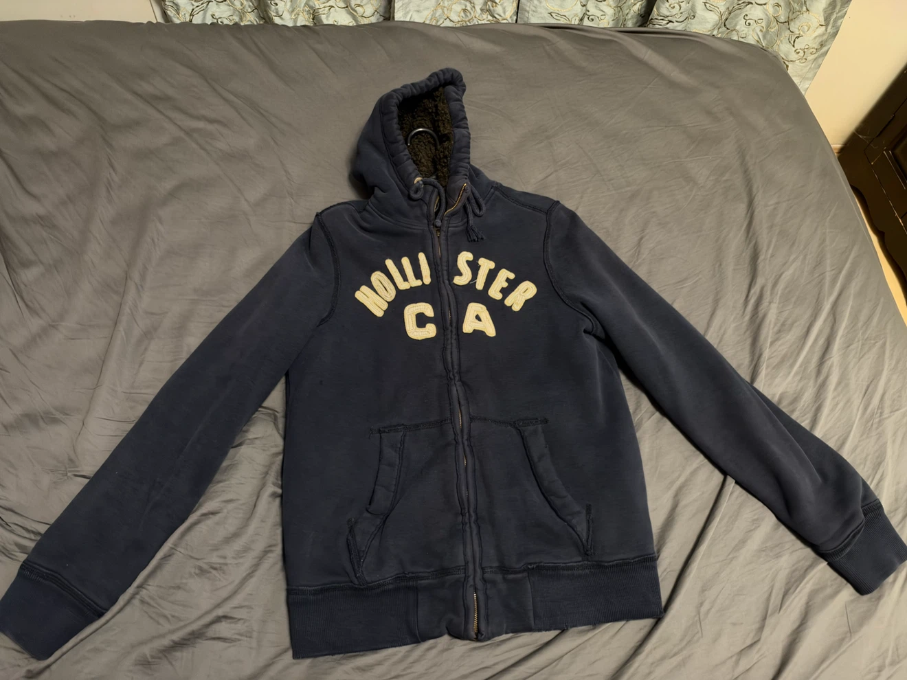 Hollister Navy Sherpa-Lined Zip-Up Hoodie - photo 2