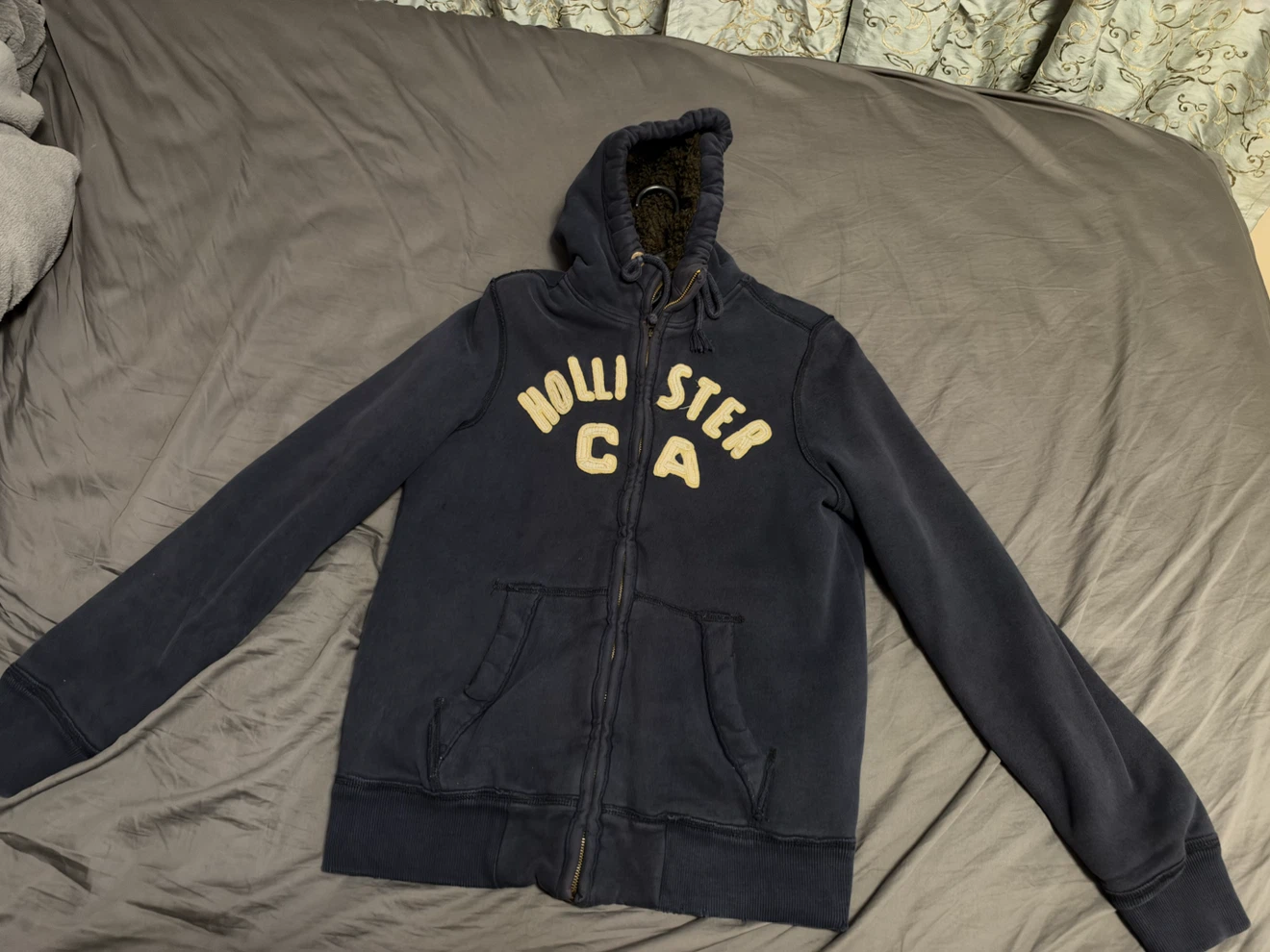 Hollister Navy Sherpa-Lined Zip-Up Hoodie - photo 3