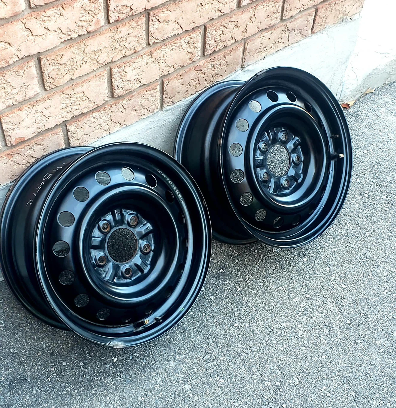 Two 15-inch Black Steel Wheels