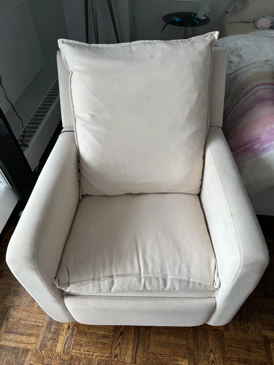 Recliner Glider with USB - Beige Rocking chair