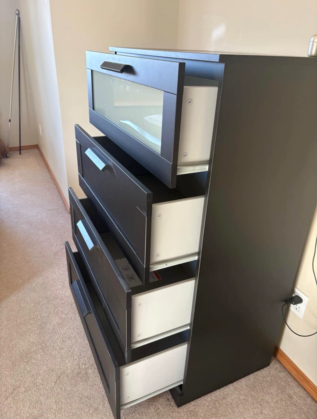 IKEA Black dresser with glass front
