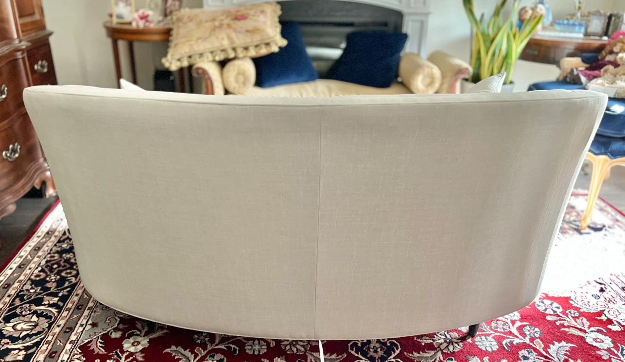 Ethan Allen "Channing" Curved Loveseat / Sofa - Cream Fabric - photo 5