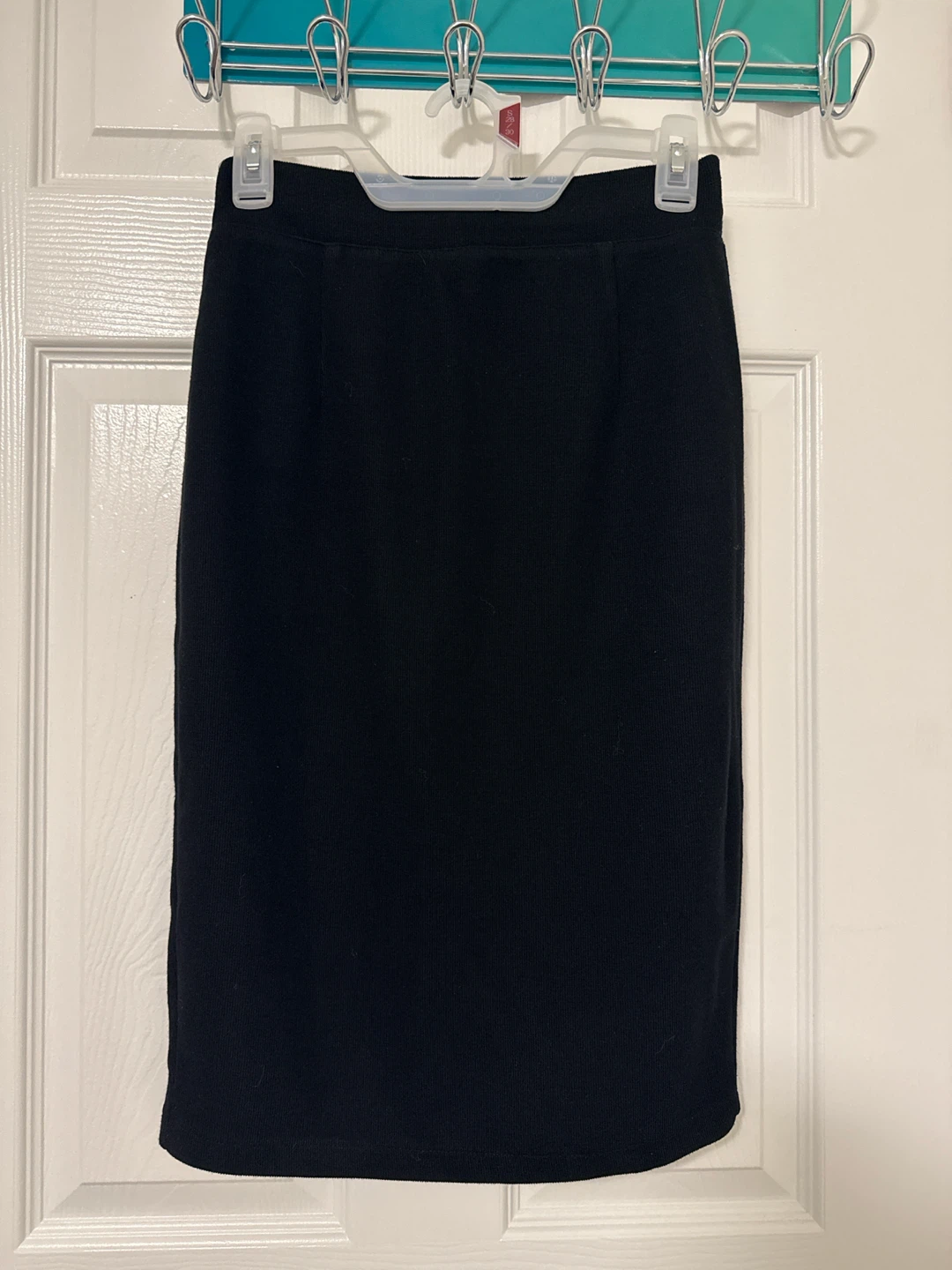 Black Ribbed Midi Skirt