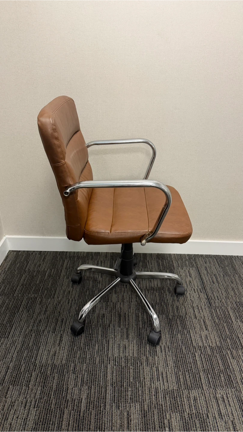 Faux Leather Office Chair with Arms 360° Swivel, Brown - photo 4