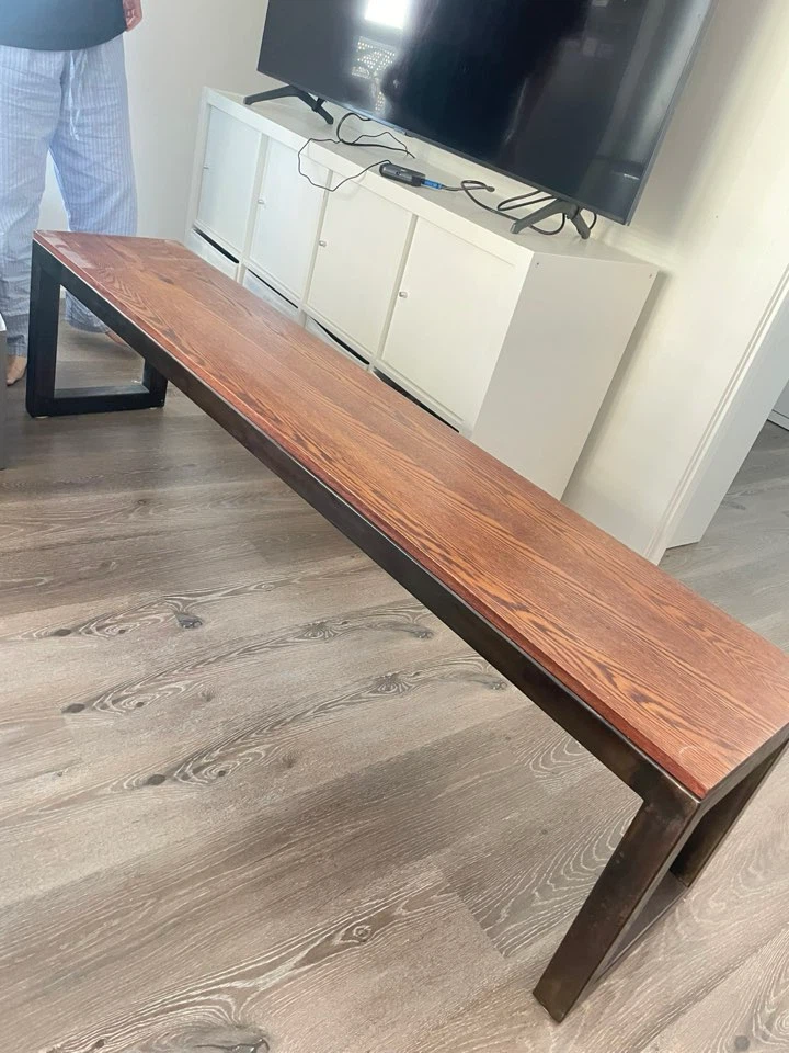 Rustic Wood and Metal Bench
