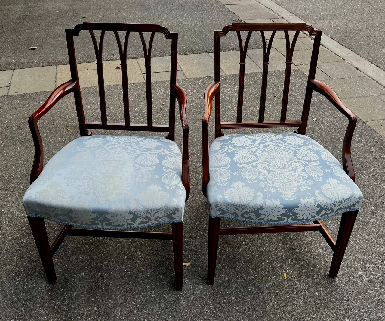 Pair of 1930s Antique Gothic Chippendale Mahogany Armchairs