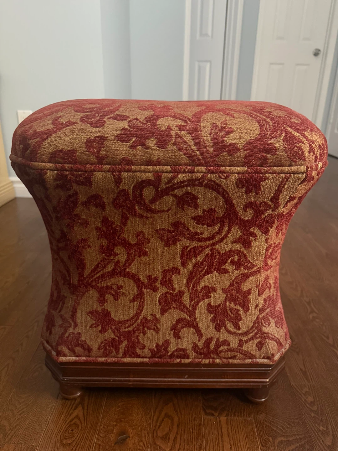 Damask Pattern Upholstered Footstool