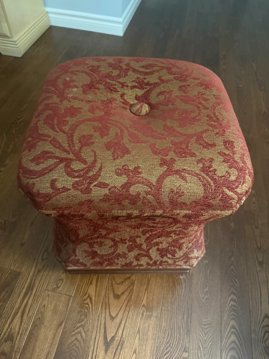 Damask Pattern Upholstered Footstool - photo 2