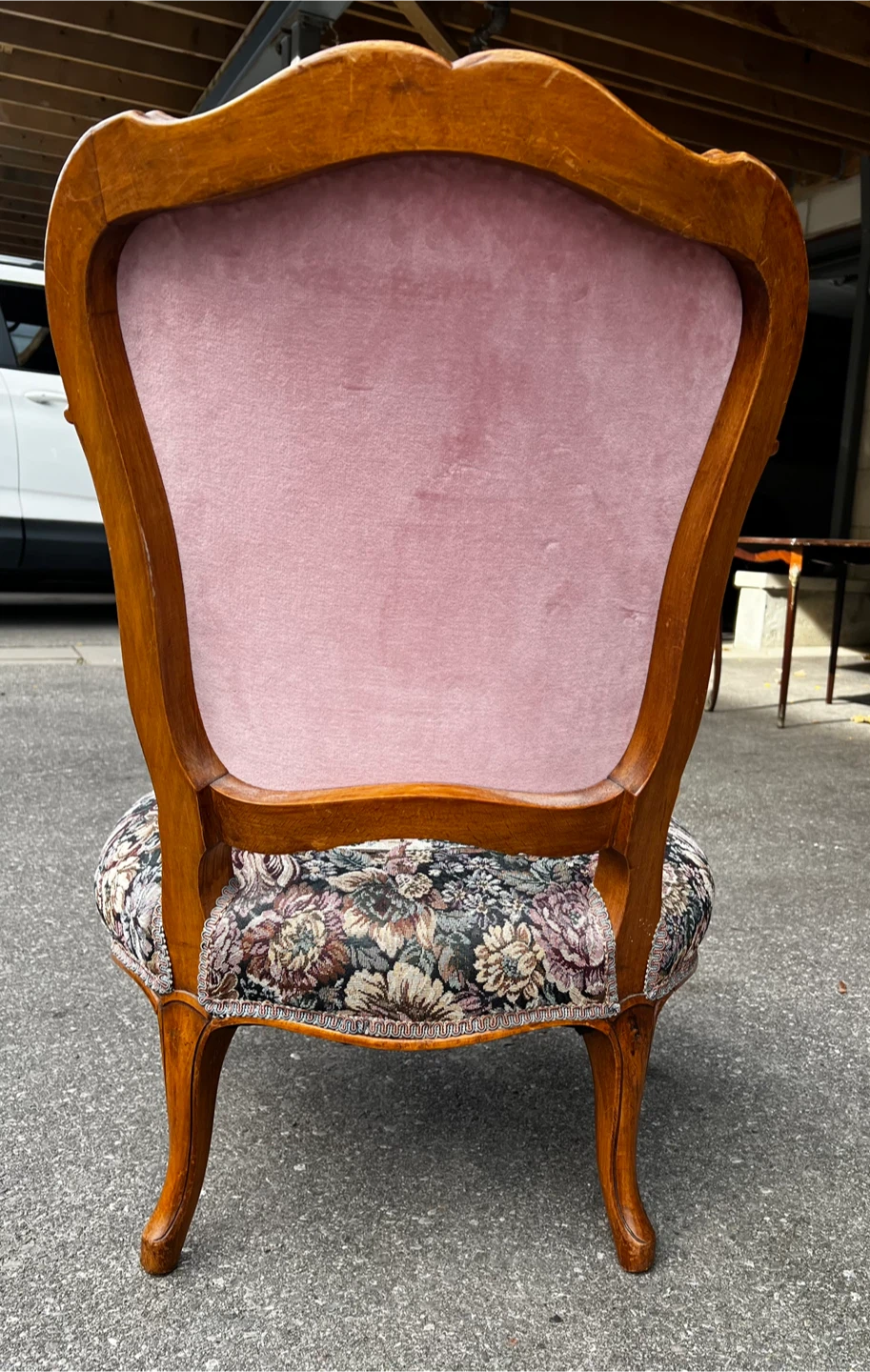 Vintage French Provincial Louis XV Style Tapestry Slipper Chair - photo 2