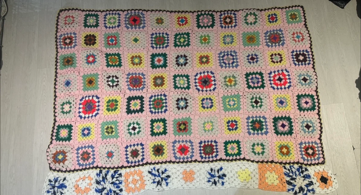 Handmade Multi-Coloured Granny Square Crochet Blanket