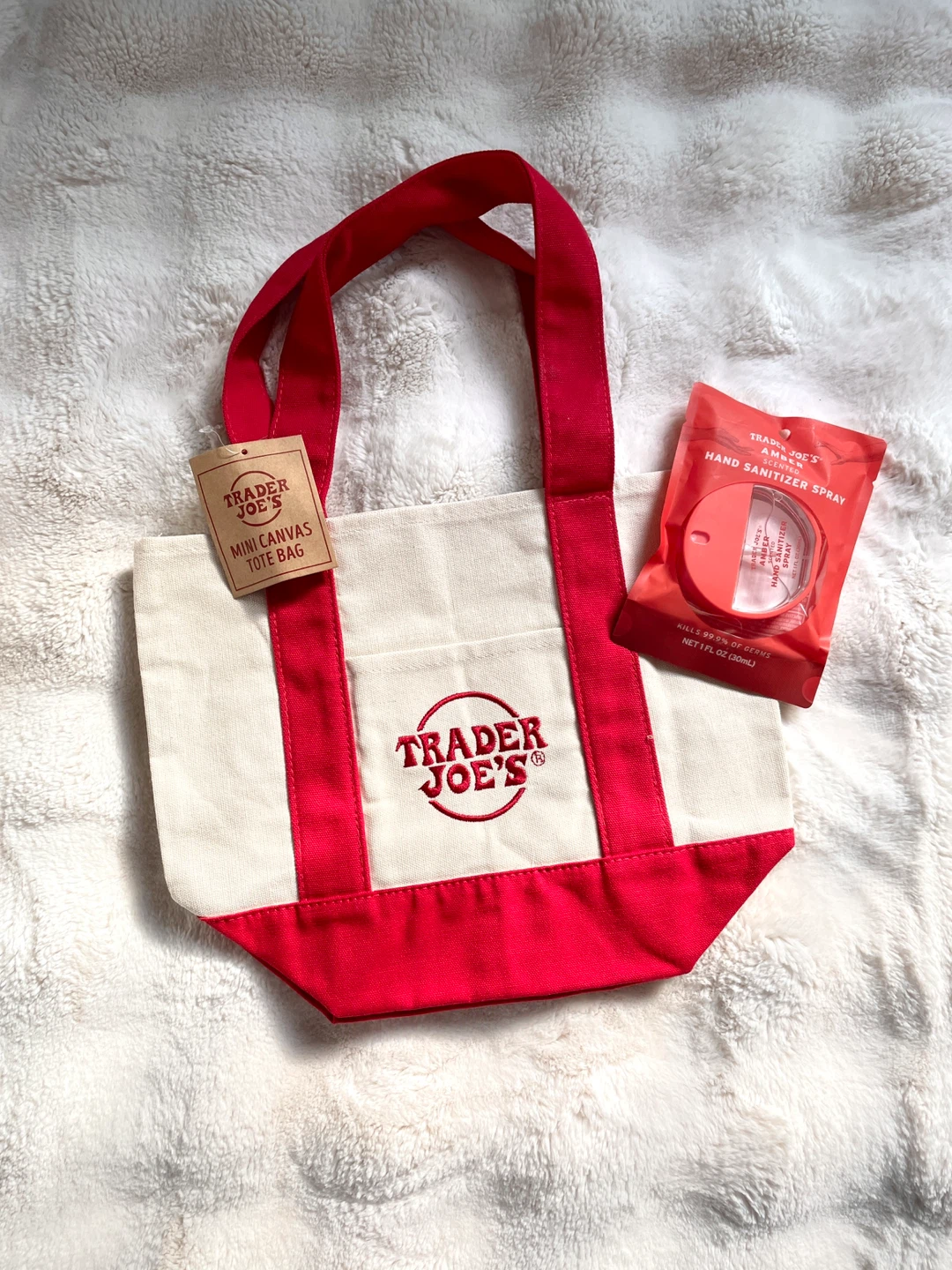 Trader Joe's Mini Canvas Tote Bag and Hand Sanitizer Spray