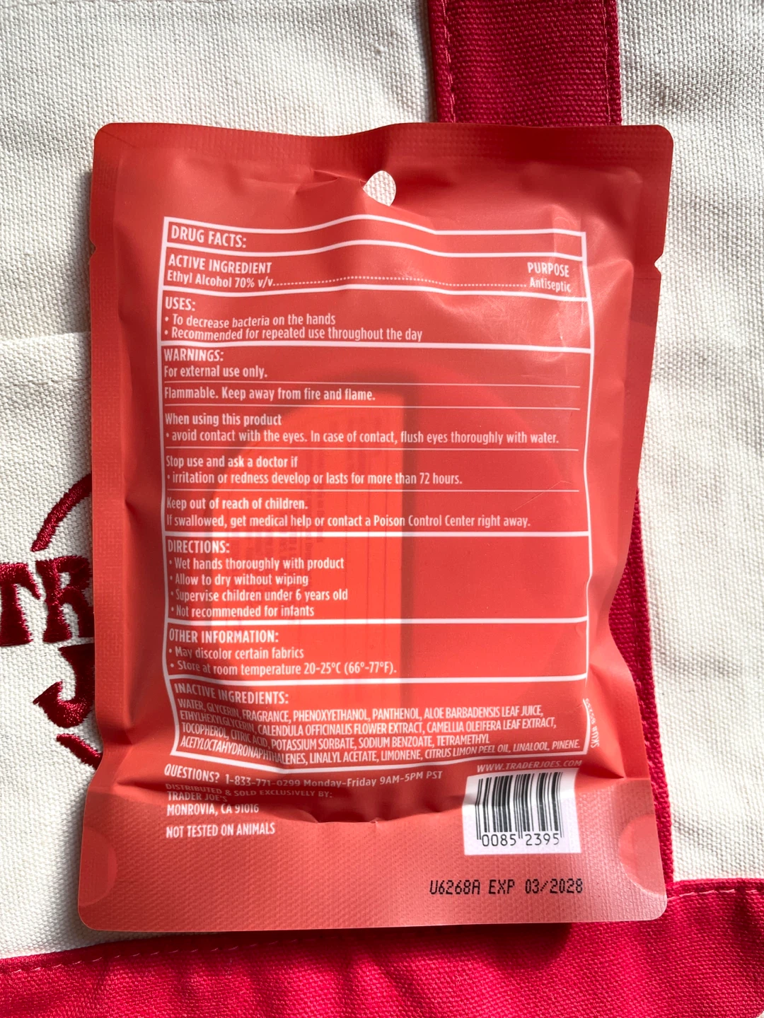 Trader Joe's Mini Canvas Tote Bag and Hand Sanitizer Spray - photo 2