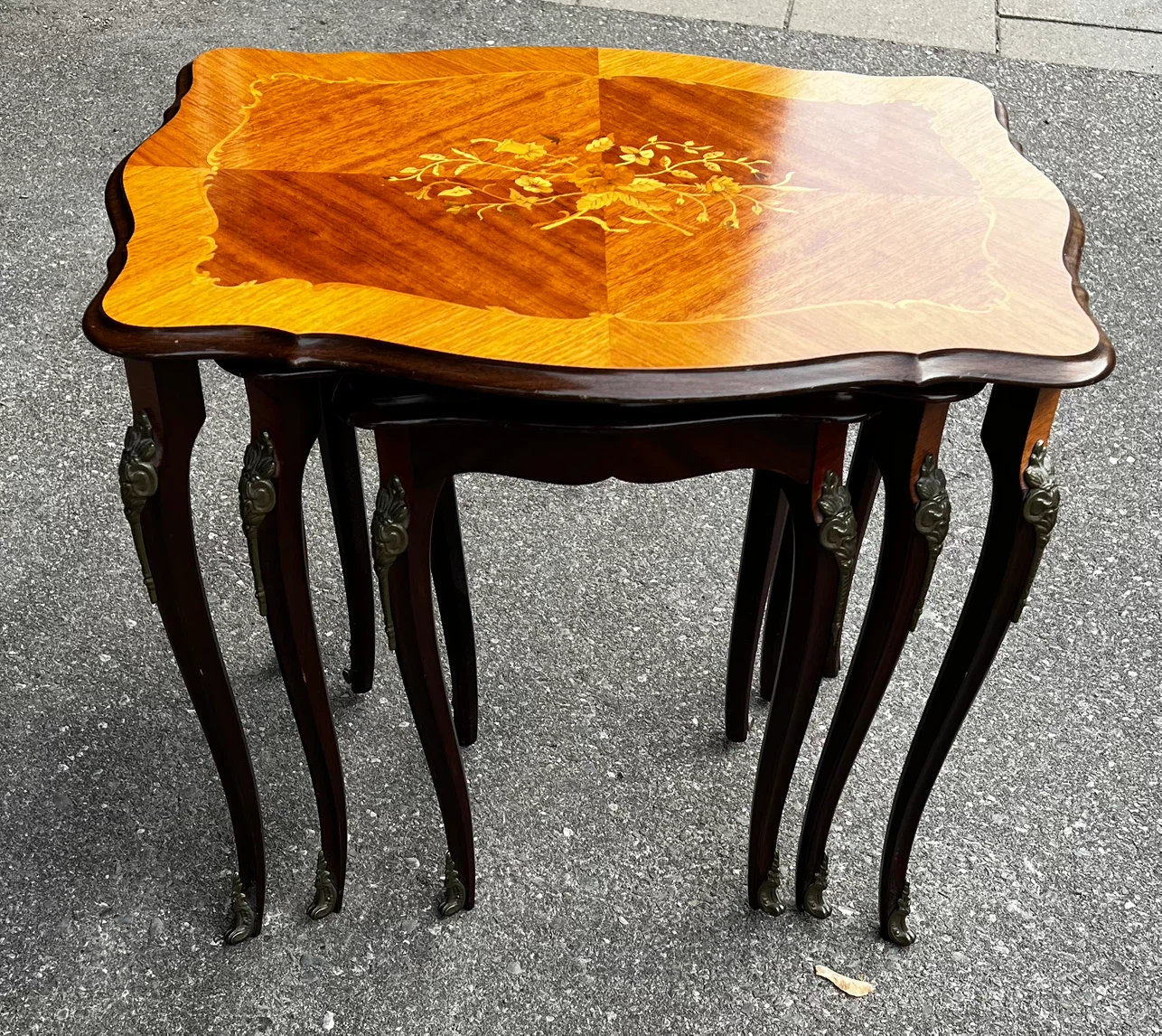 Set of 3 Vintage French Louis XV Style Nesting Tables