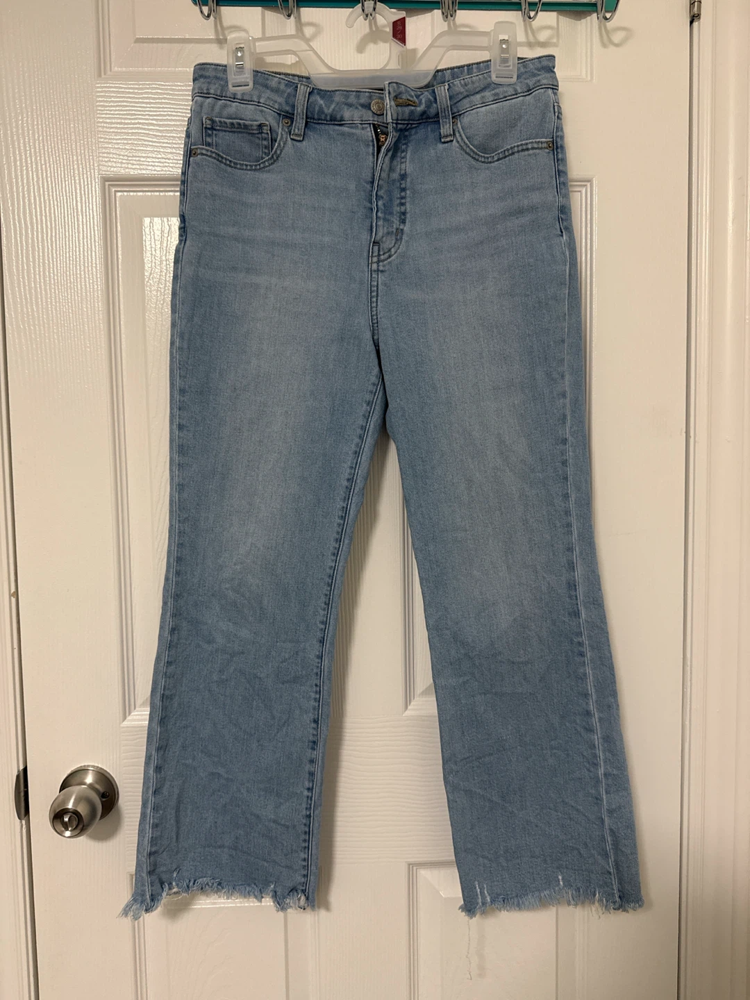 Light Wash Raw Hem Denim Jeans