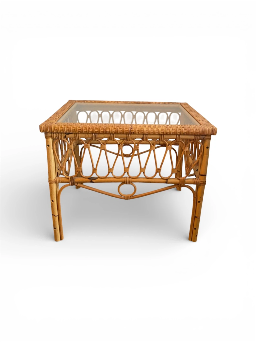 Set of Two Vintage Rattan Side Tables - photo 3