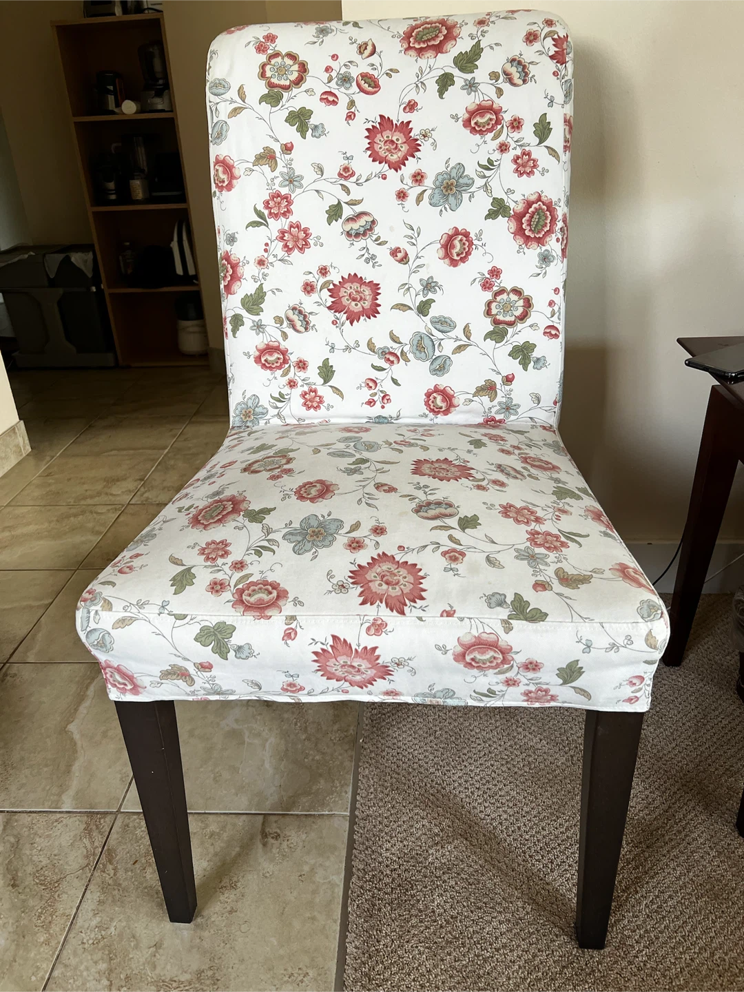 Floral pattern upholstered dining chair