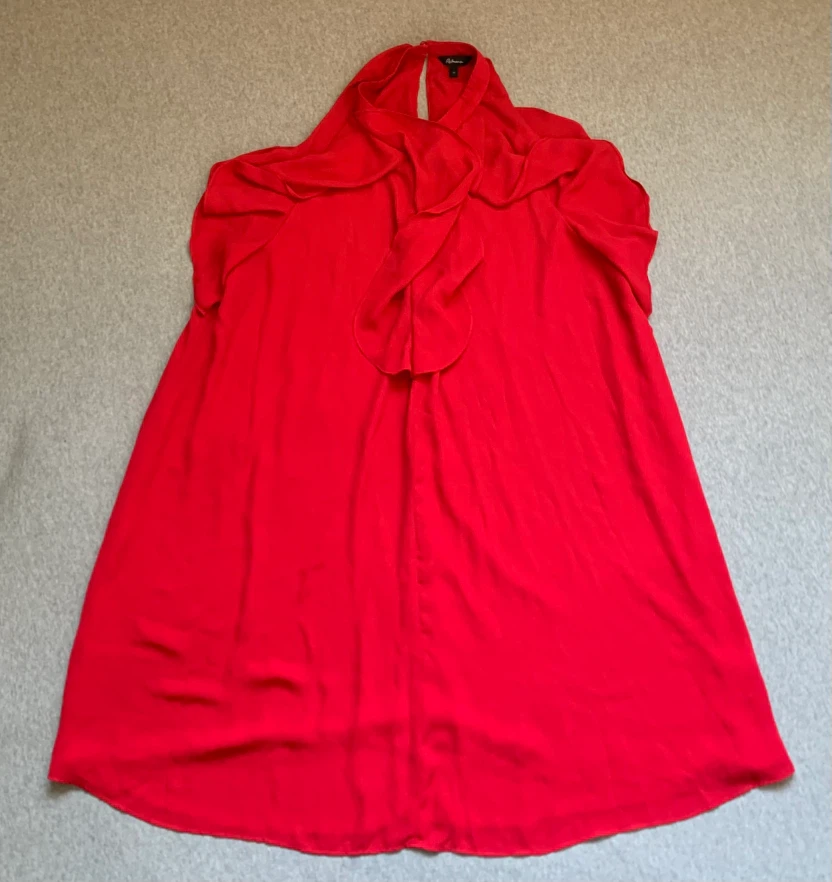 Red Halter Neck Ruffle Dress - Size 2X