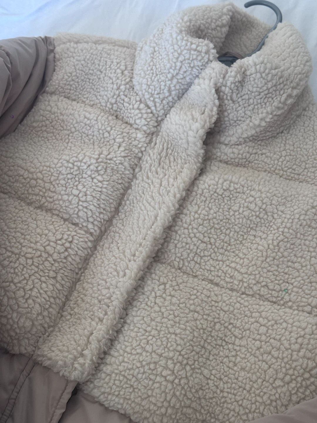 Suzy Shier Beige Puffer Jacket with Sherpa Detail - photo 2