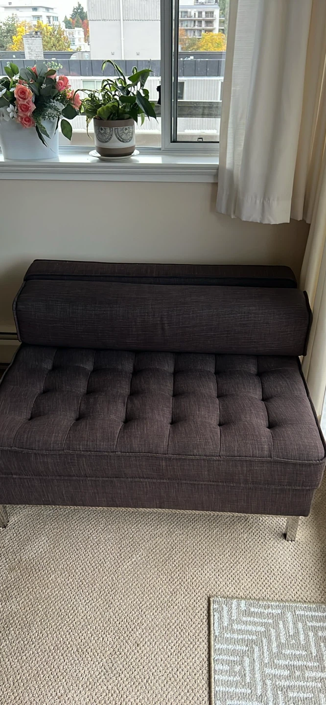 Dark Grey Tufted Bench Seat